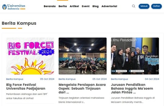 Website Universitas Indonesia, Portal Informasi Kampus untuk Promosi Semua Perguruan Tinggi